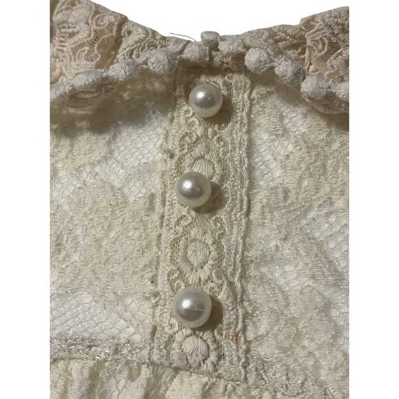 Forever 21 Cream Lace Top Peter Pan Collar S Coquette GUC - Picture 2 of 12